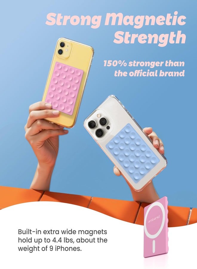 amBand Airplane Travel Essentials Phone Holder, Anti-Slip Magnetic Suction Cup Phone Mount for iPhone Fits Magsafe Attachment, Influencer/Sharer/Content Creator Must Haves for Selfie/Video, Peony Pink - Image 3